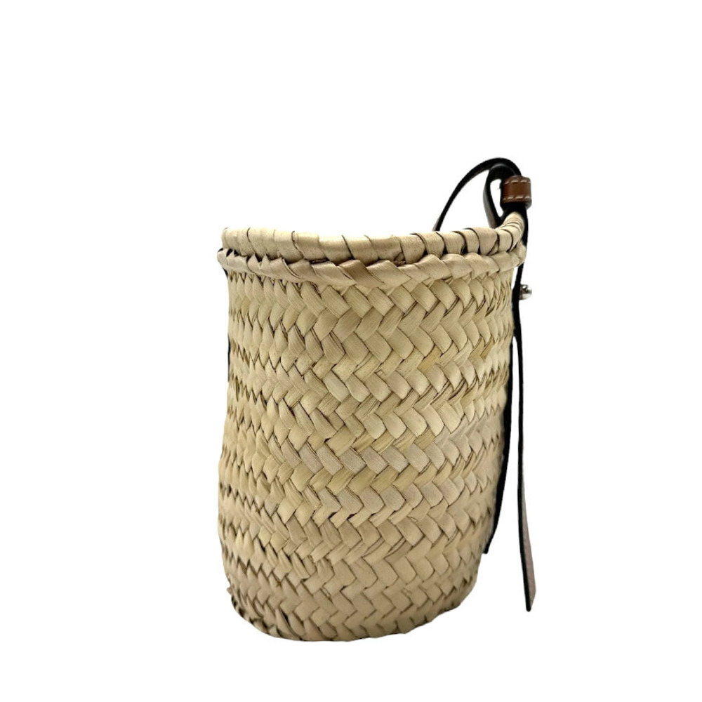 Loewe handbag brown Tan leather basket Straw bag Brown Tan